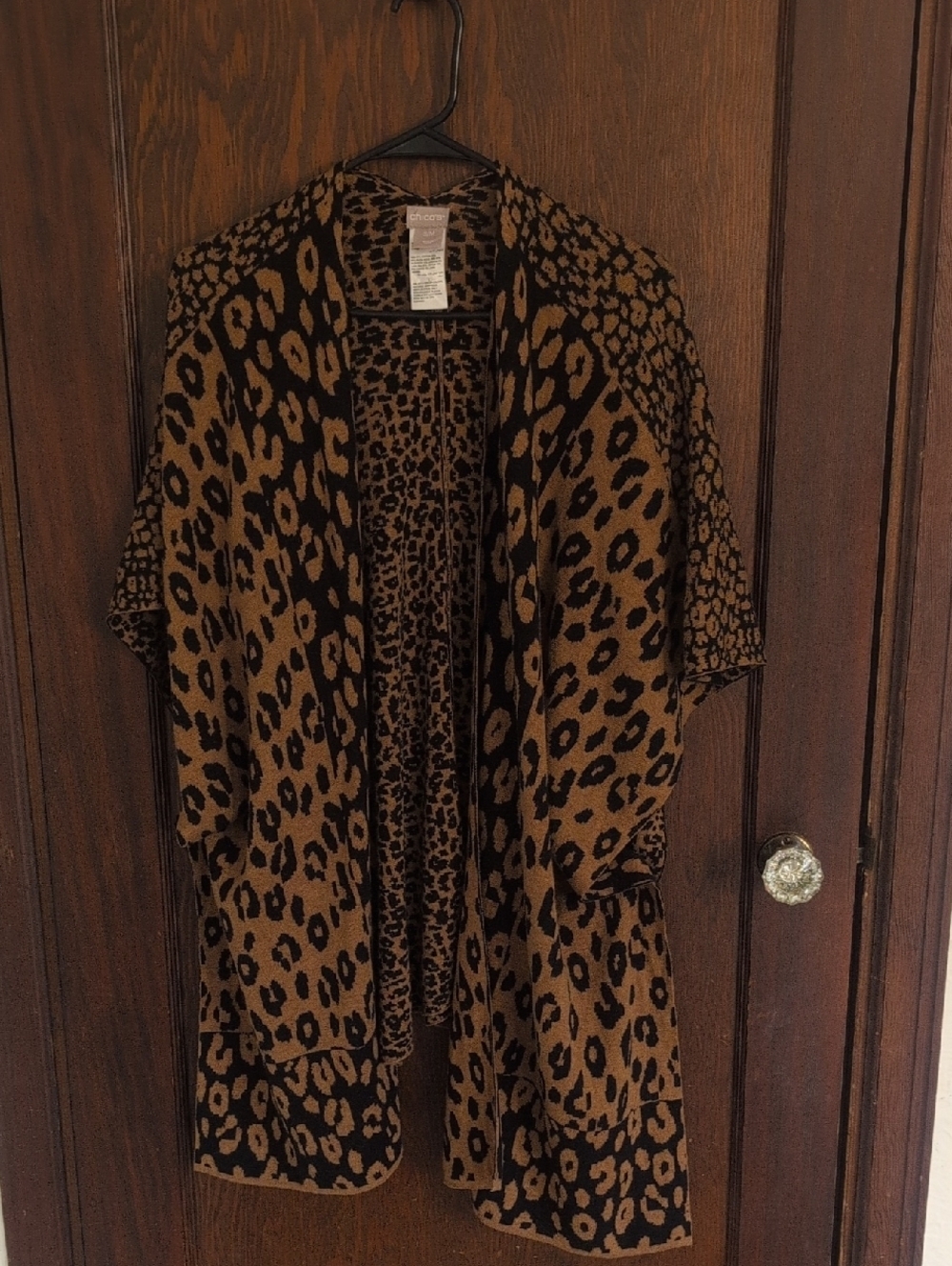 Chico's Leopard Print Open Front Cardigan - Brown & Black